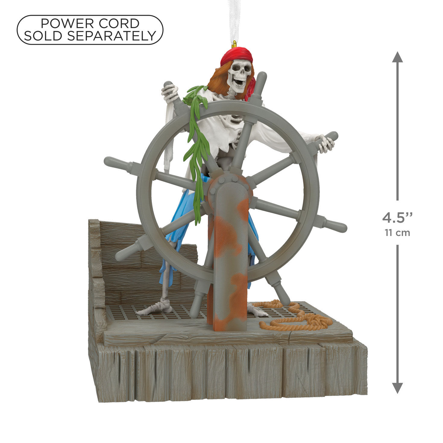 Pirates of Caribbean Skeleton at Ship Wheel Ornament measurement image number 3