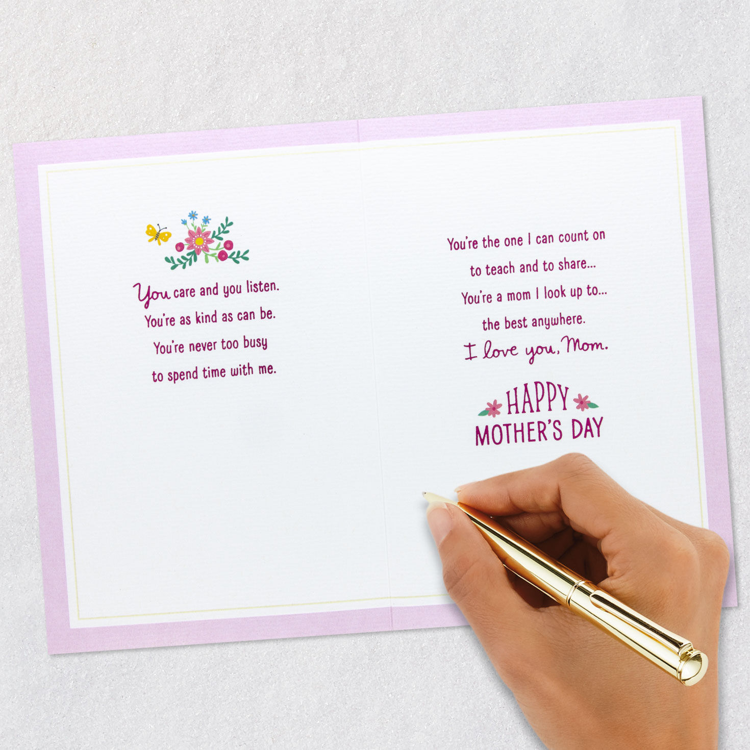 Floral Wreath Mom Mother's Day Card From Daughter Signing Card image number 7