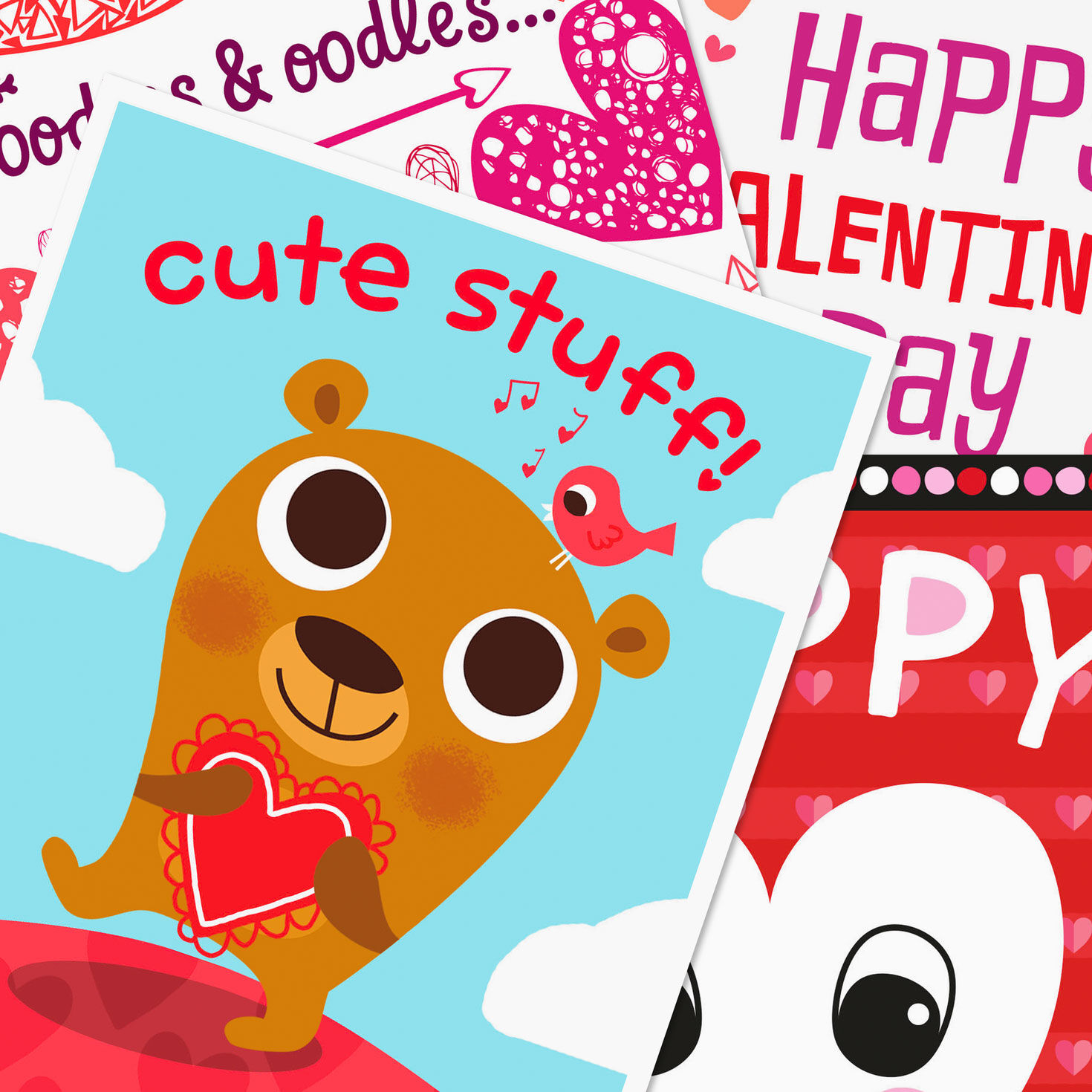 Llama and Bear Valentine's Day Cards Assortment Card Front Detail image number 4