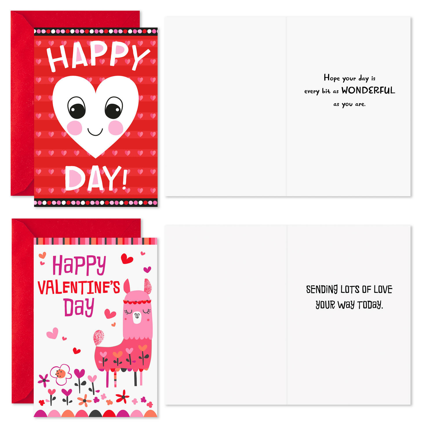 Llama and Bear Valentine's Day Cards Assortment Open card with sentiment image number 2