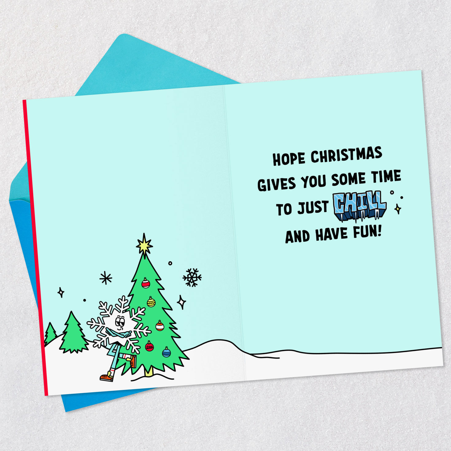 Icy Lettering and Snowflake on Red Card for Nephew Open card with envelope image number 3