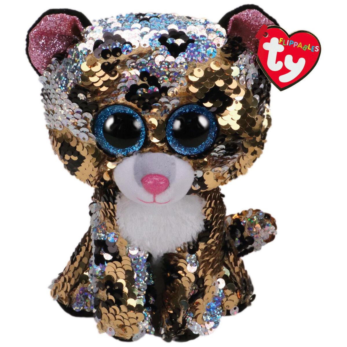 Ty Flippables Sterling the Leopard Sequin Medium Stuffed Animal, 9