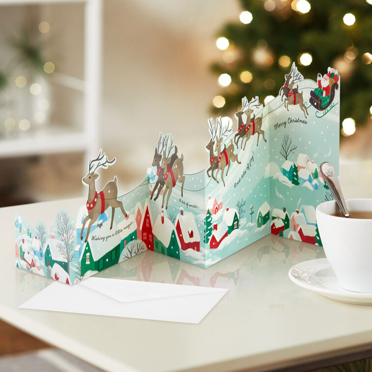 Santa and Sleigh Scene Boxed Christmas Cards in use image number 8