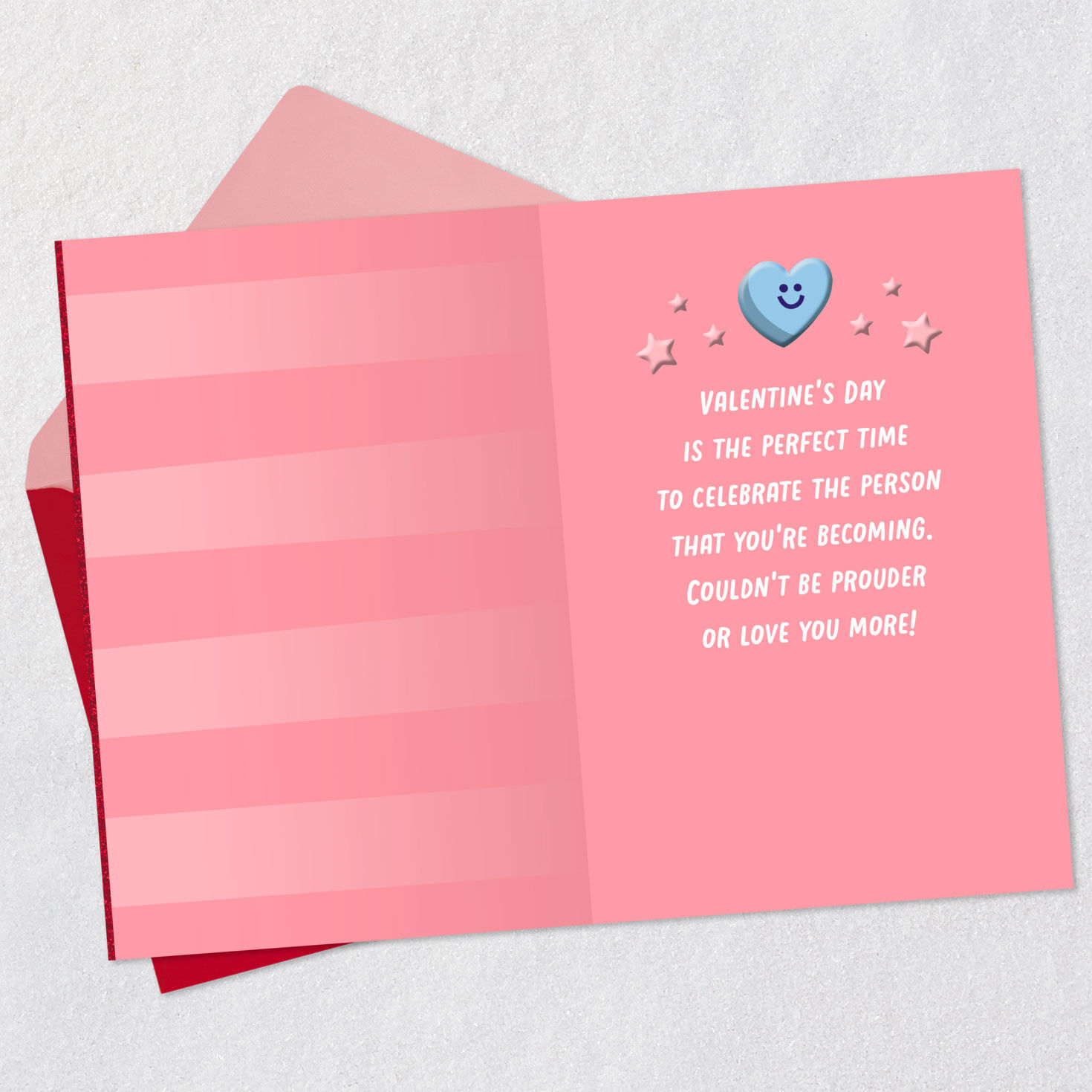 Sparkly Hearts and Stars Grandson Valentine's Day Card Open card with envelope image number 3