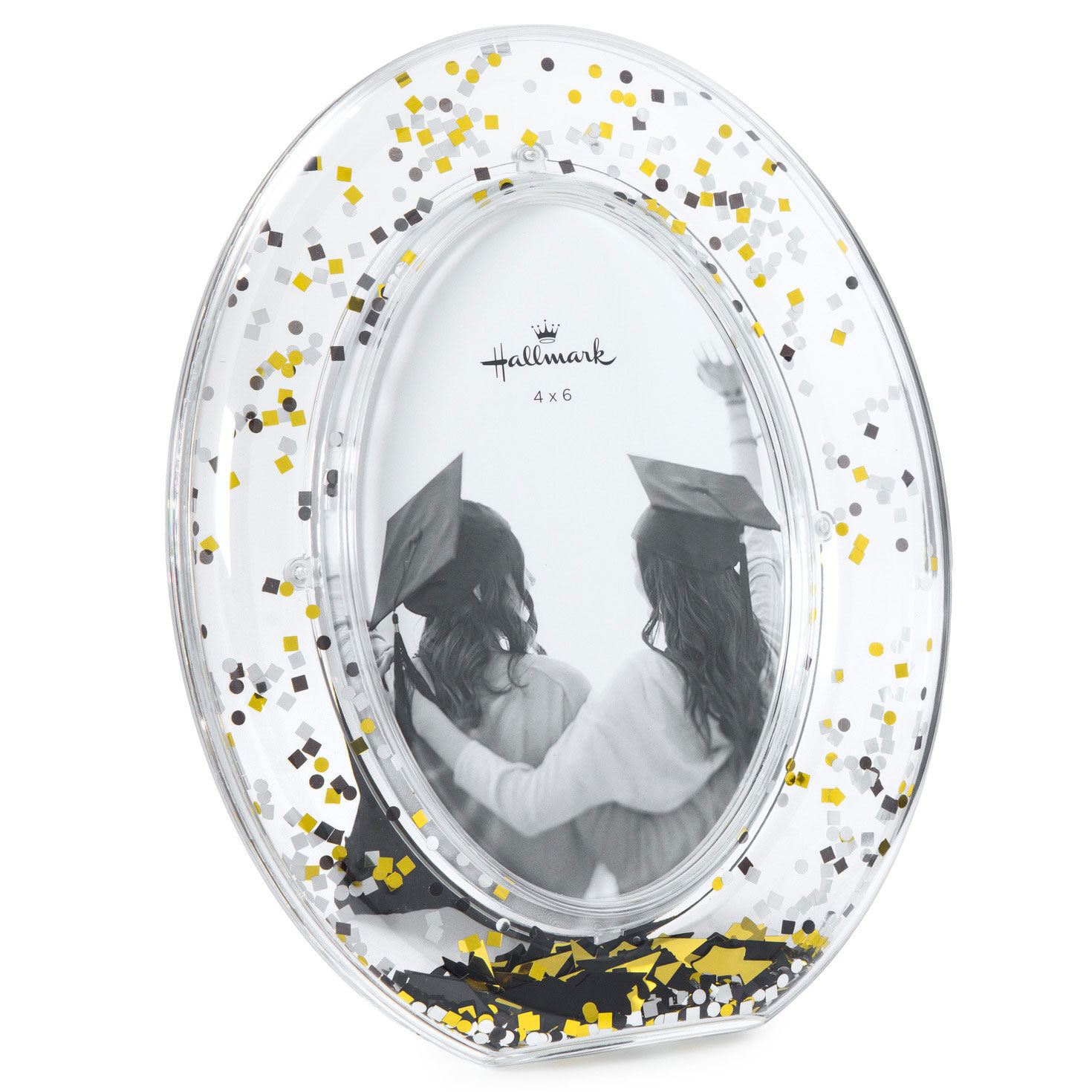 Clear Oval With Confetti Graduation Picture Frame, 4x6