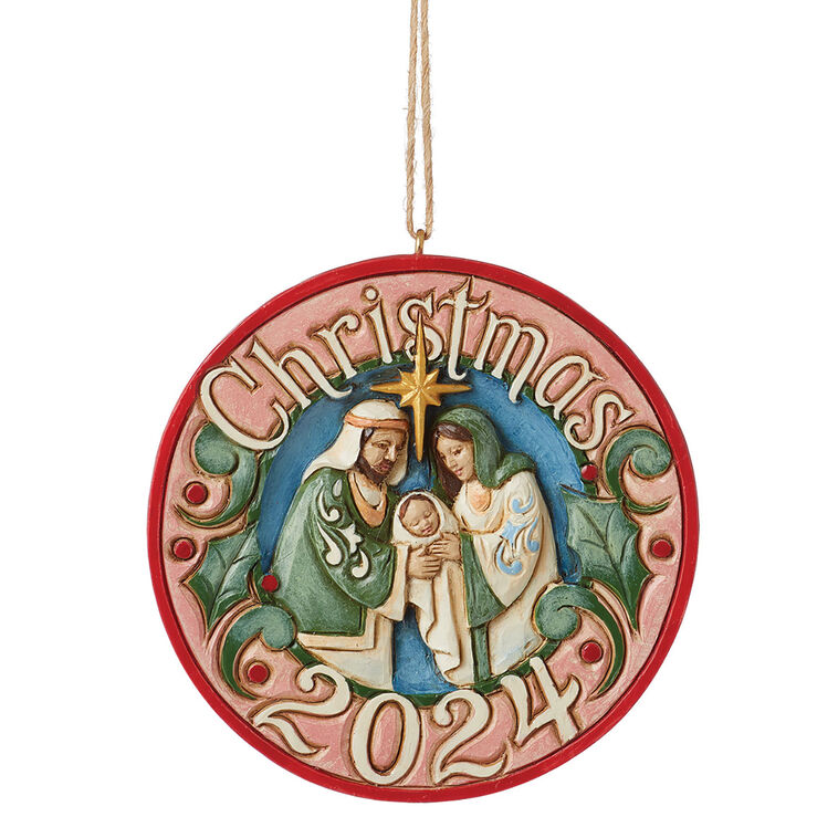 Jim Shore Heartwood Creek Annual 2024 Dated Holy Family Ornament, 3"