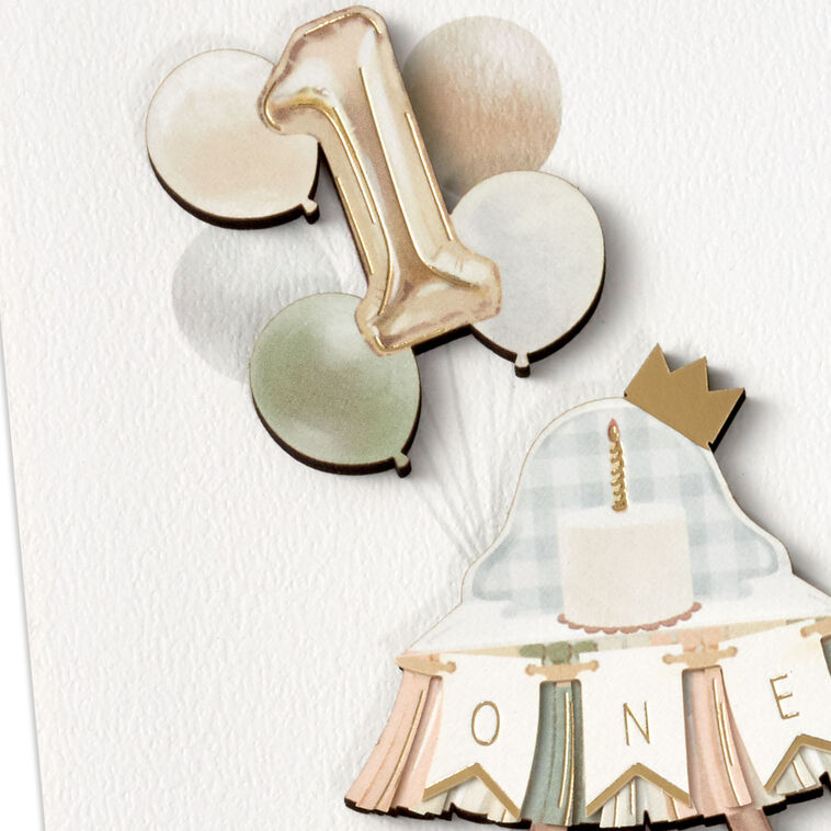 High Chair and Balloons Signature Birthday Card Card Front Detail image number 4