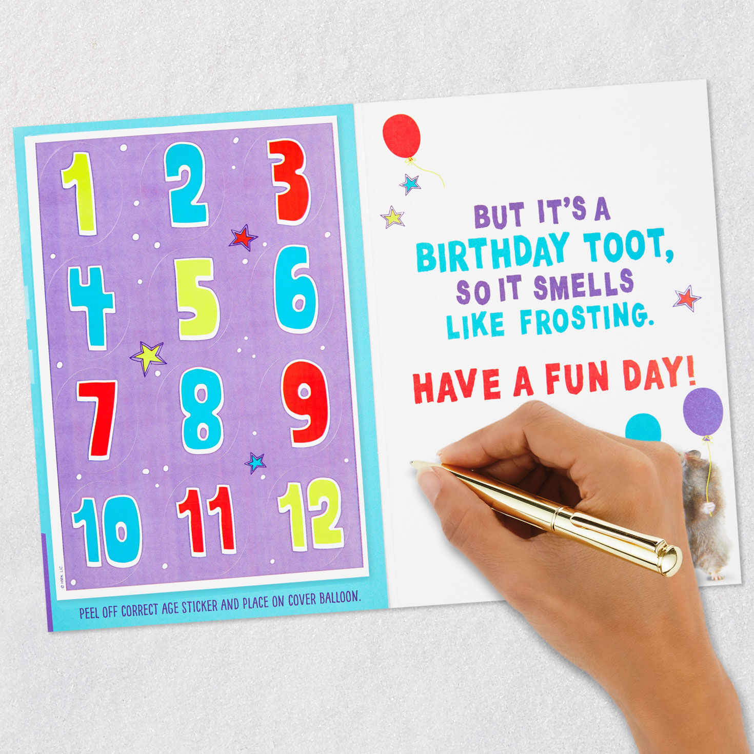 Tooting Hamster Customizable Kids Funny Birthday Card With Age Stickers, , large image number 8