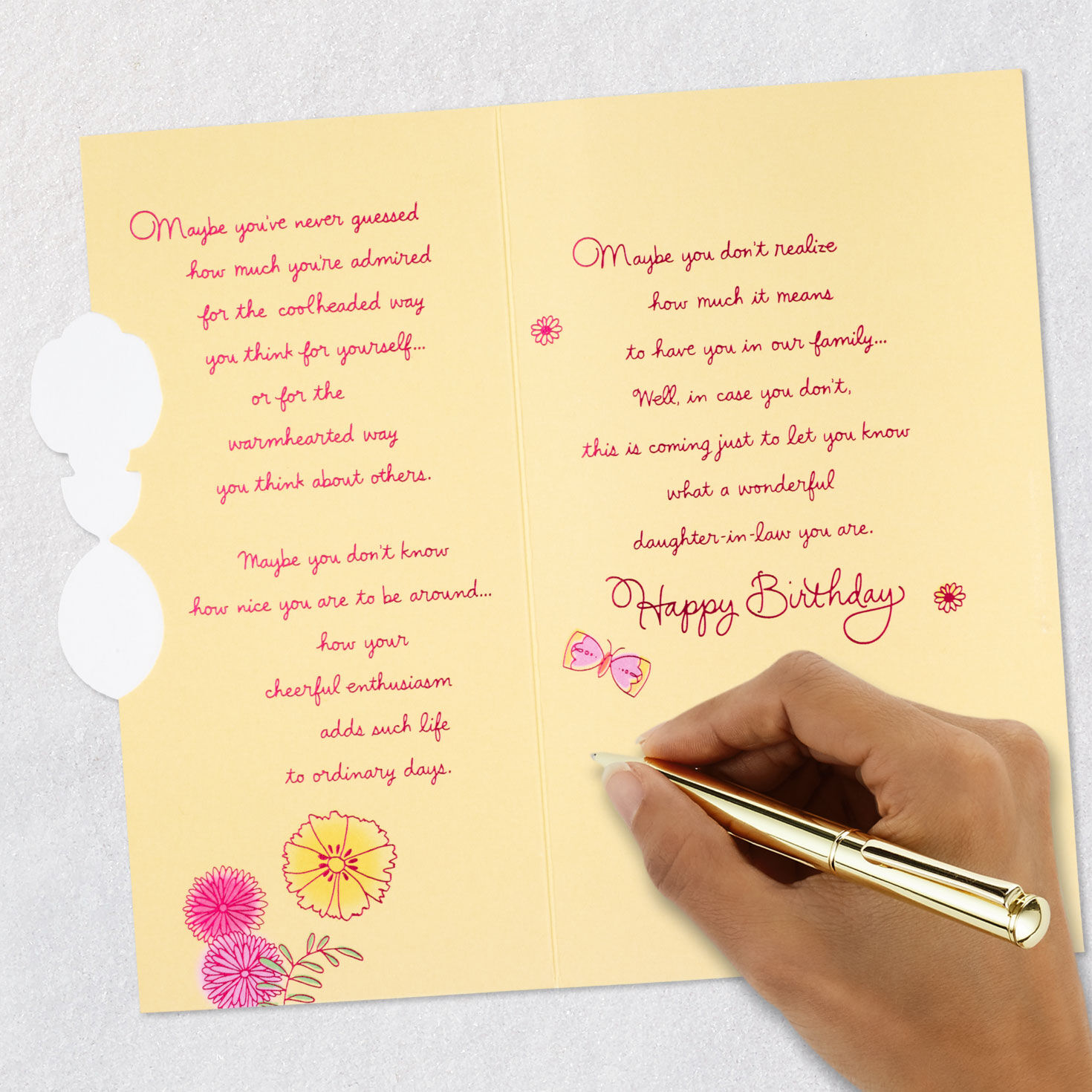 Butterfly and Flowers Daughter-in-Law Birthday Card Signing card image number 8