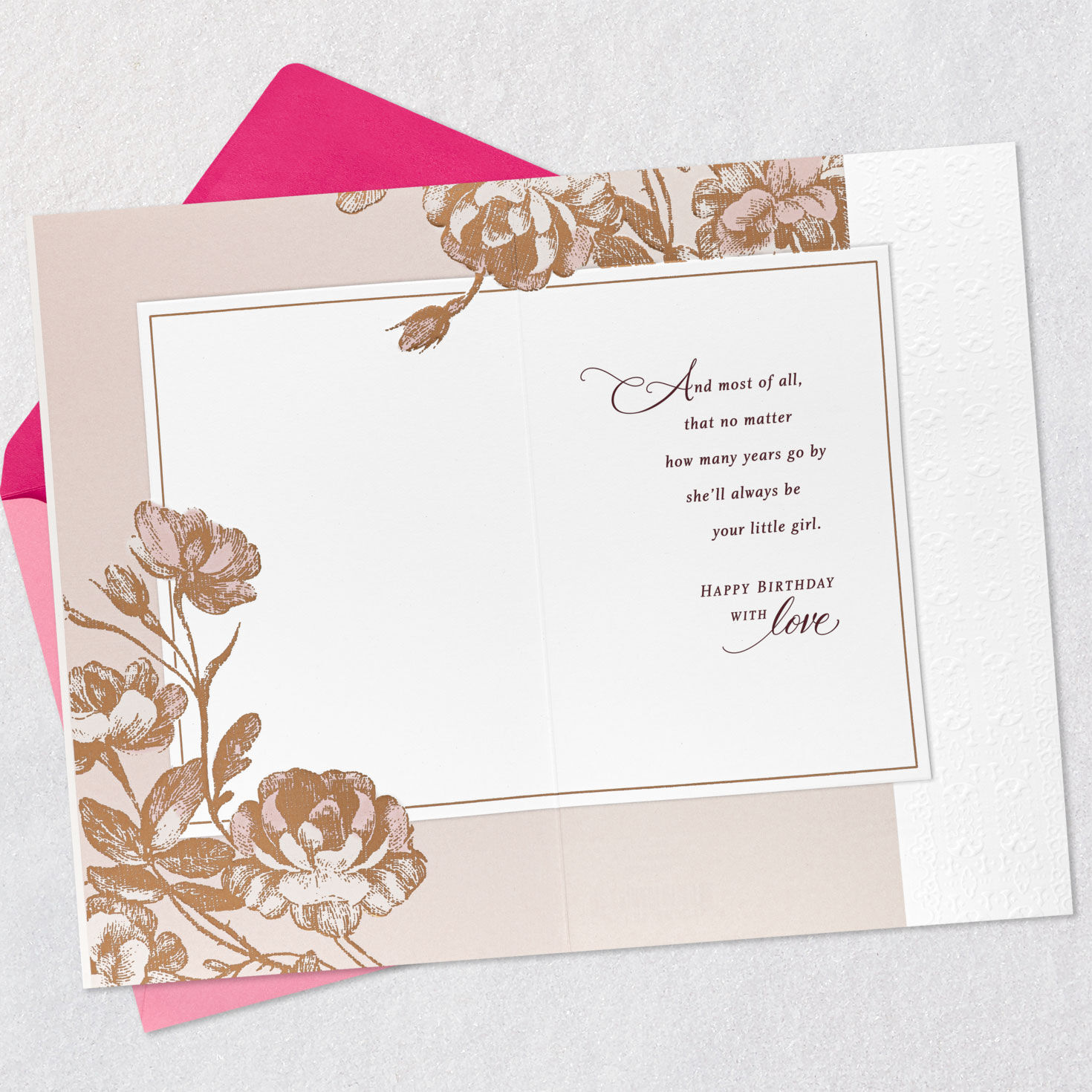 Toile Flowers and Butterfly Birthday Card for Daughter Open card with envelope image number 5