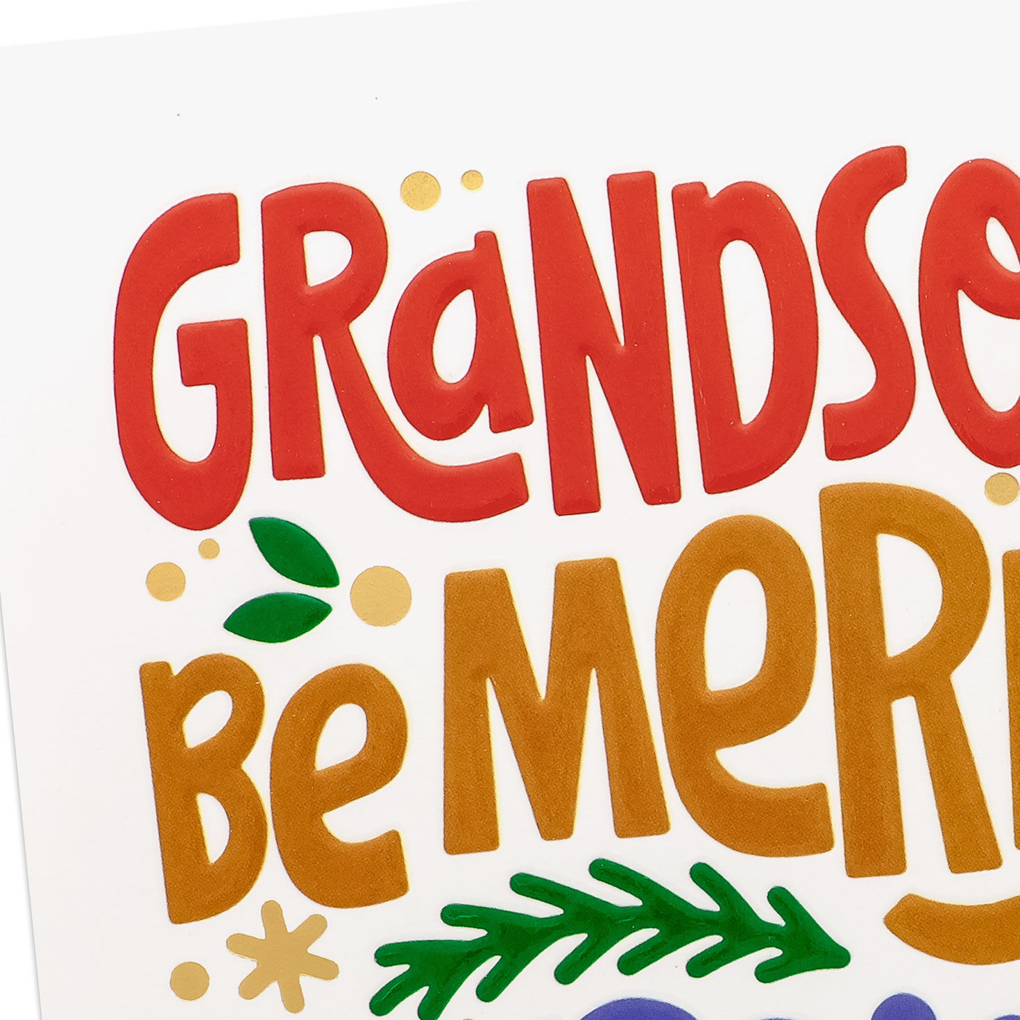 Red, Yellow, Blue and Green Christmas Card for Grandson Card Front Detail image number 4
