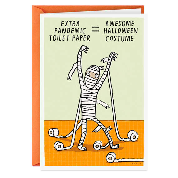 Extra Pandemic Toilet Paper Mummy Halloween Card, , large image number 1