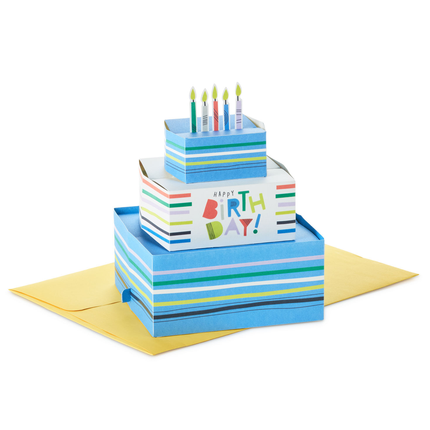 Playful Blue Cake 3D Pop-Up Birthday Card for Kids