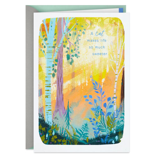 Sunlit Forest Sympathy Card for Loss of Cat, 