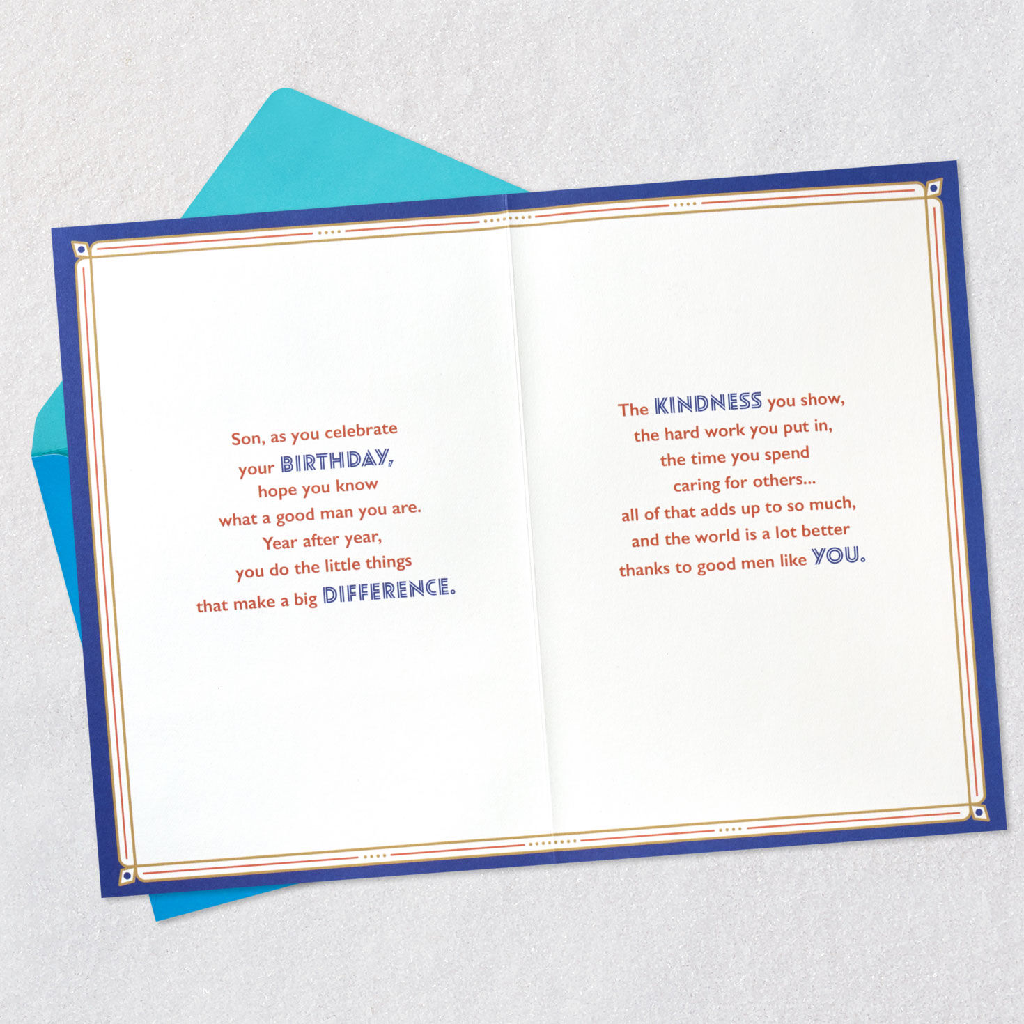 Wooden Placard Good Men Birthday Card for Son Open card with envelope image number 4