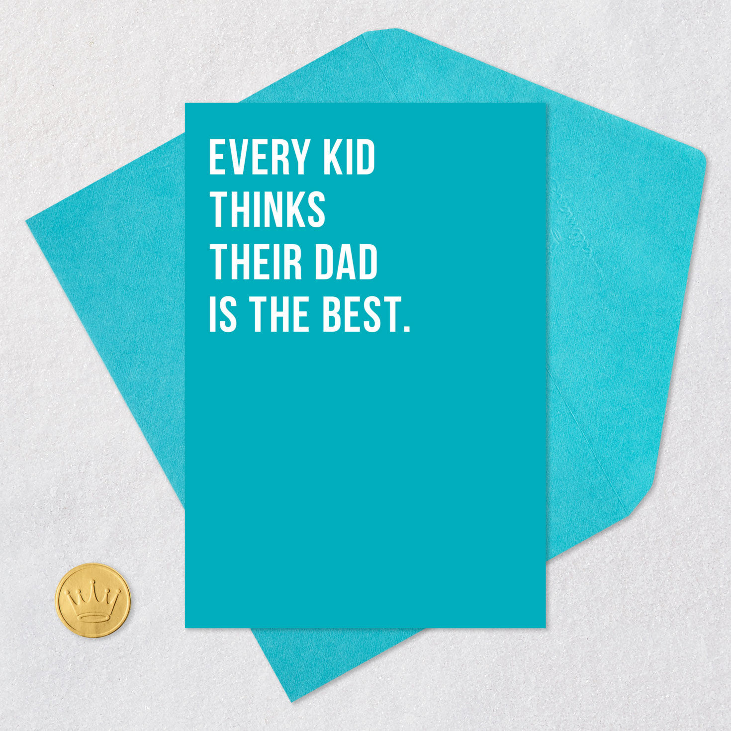 Teal and White Letters Father's Day Card Card Front with Envelope and Gold Seal image number 5