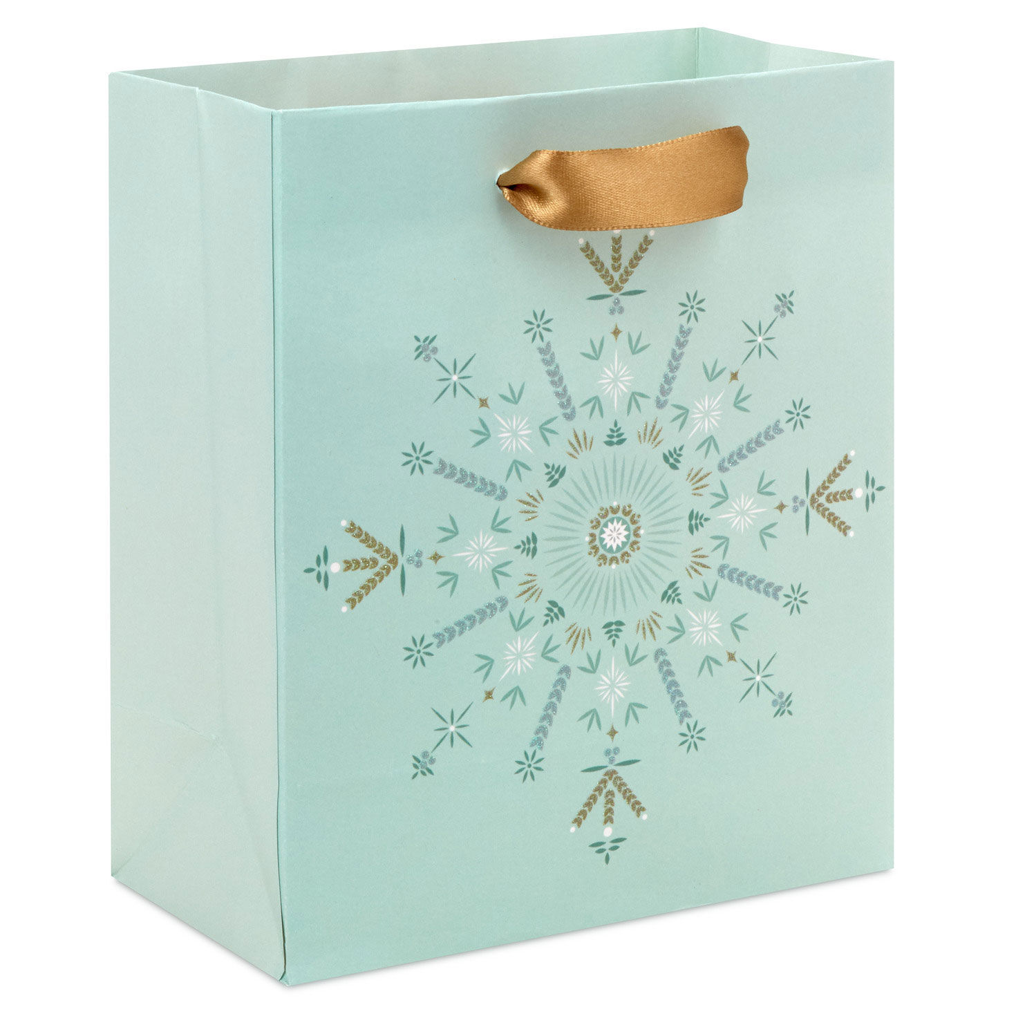 6.5" Sparkly Star on Light Sage Small Holiday Gift Bag