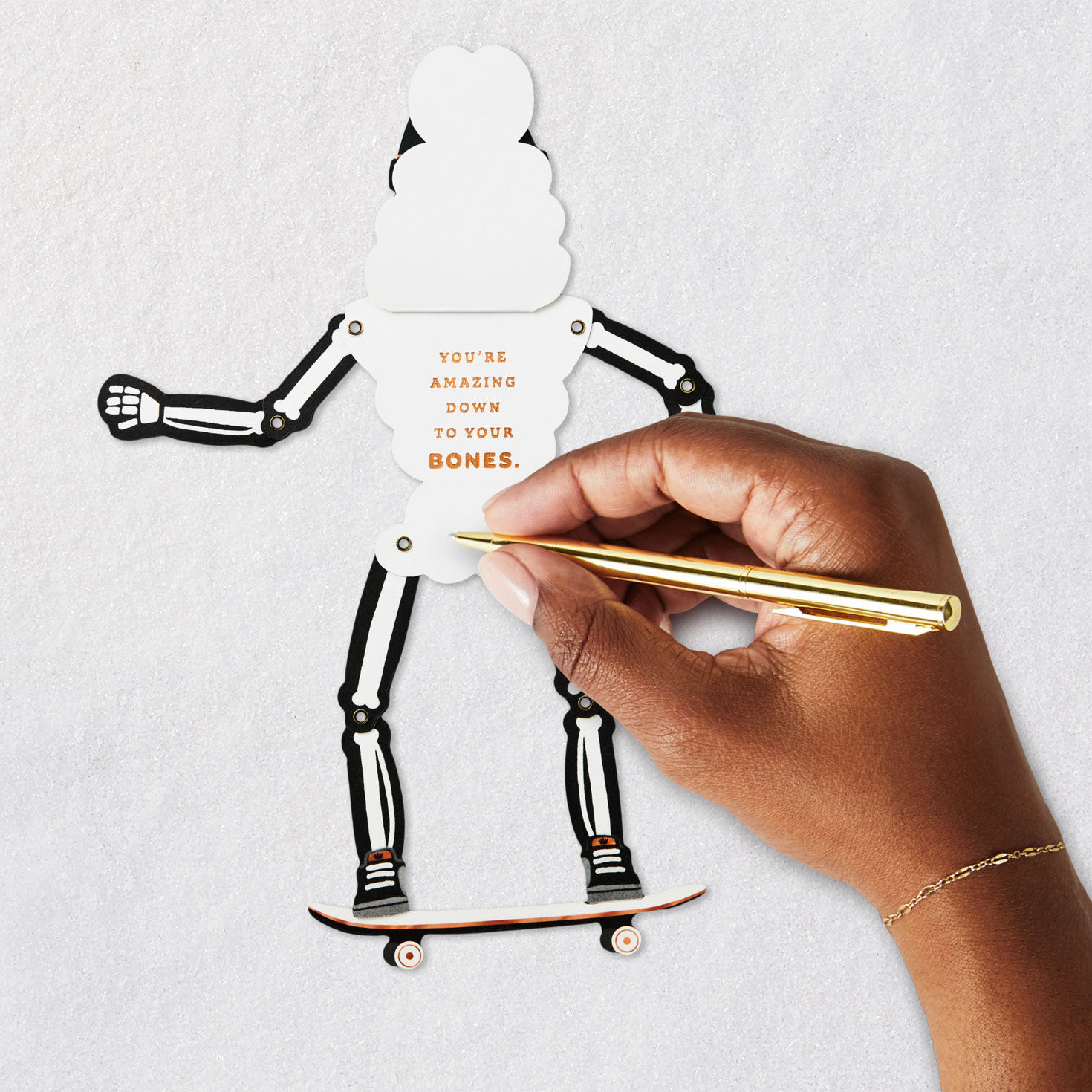 Skateboarding Skeleton Paper Craft Halloween Card Signing card image number 6