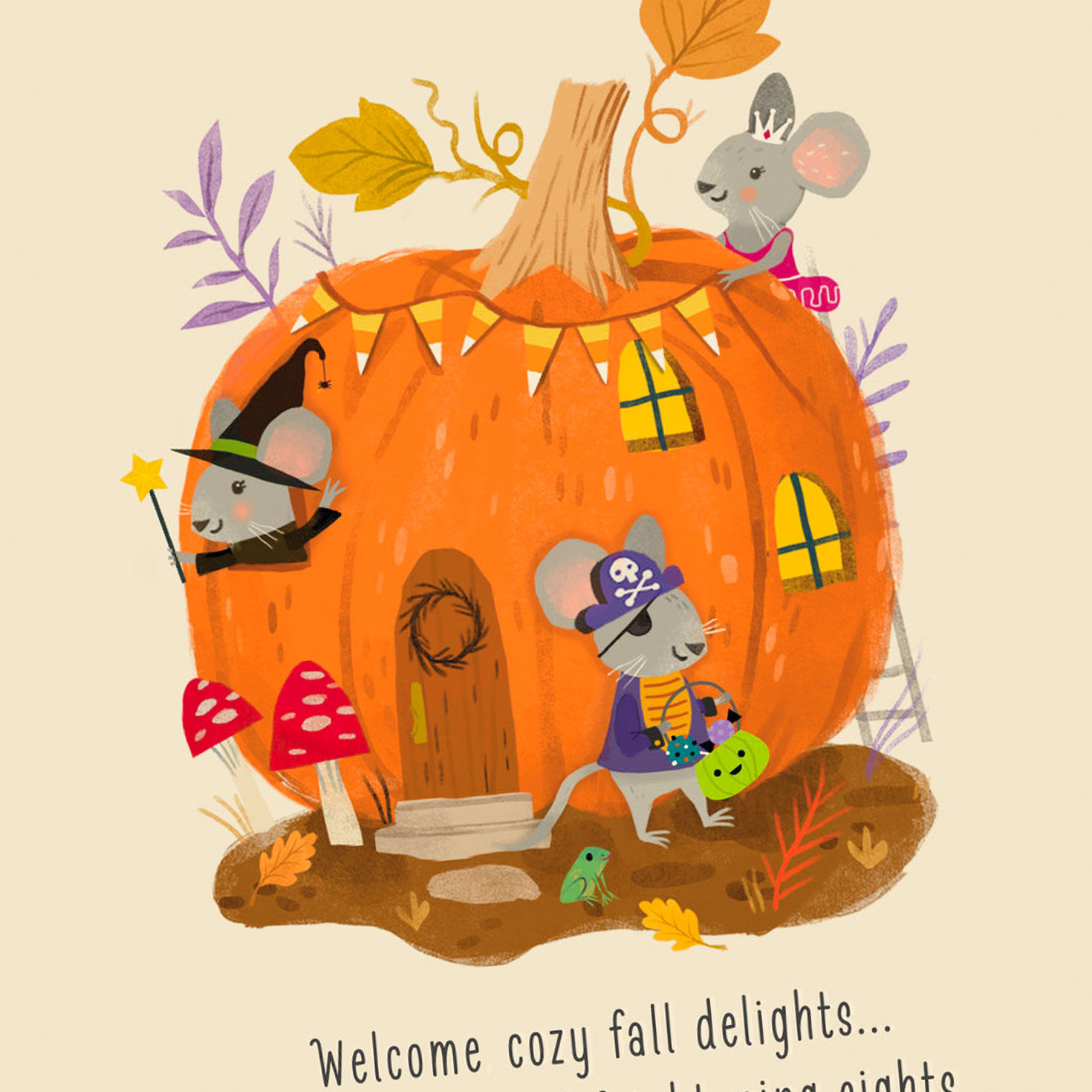 Pumpkin Mouse House Halloween Card Card Front Detail image number 4