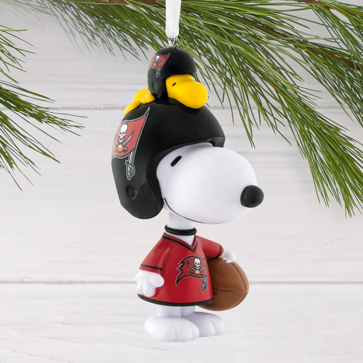 Snoopy Tampa Bay Buccaneers Christmas Ornament hanging on tree image number 2