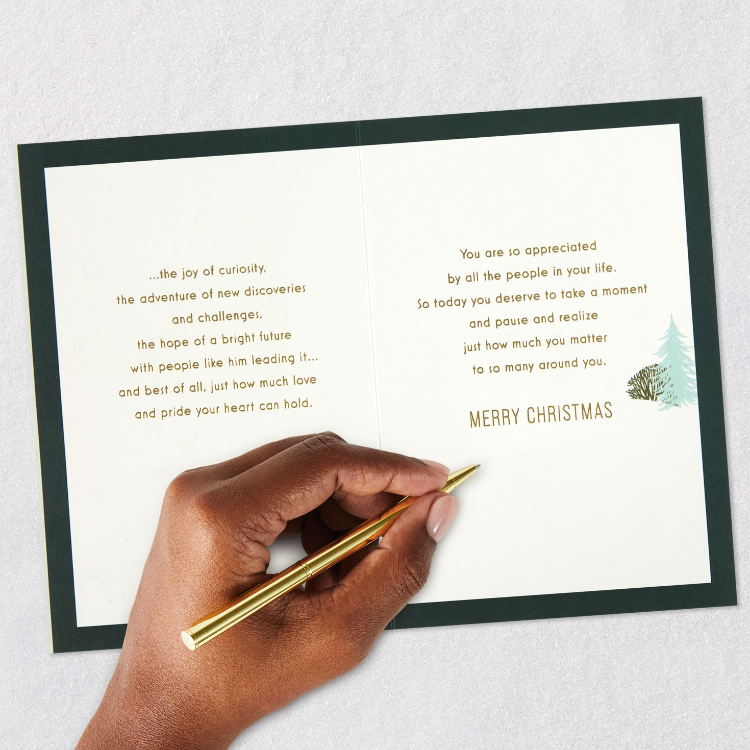 Deer in Winter Scene Son Christmas Card Signing card image number 8