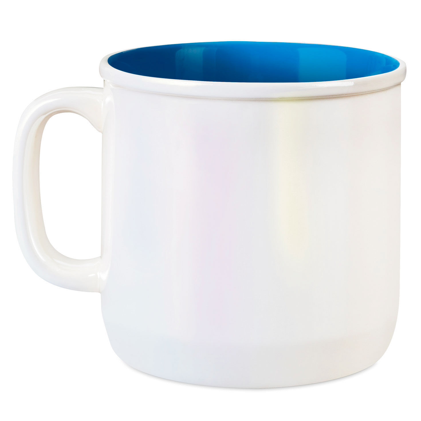 Tag Mug Travel Coffee Cold Hot Brave Dog Lidded Handle Blue Stoneware Coffee Cup 