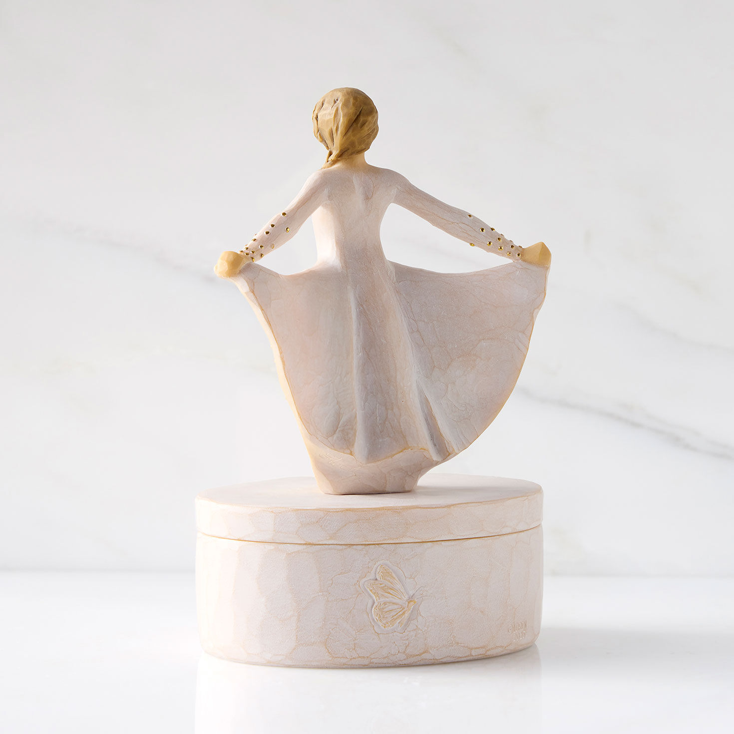 Butterfly Dress Girl on Lidded Keepsake Box back image number 2