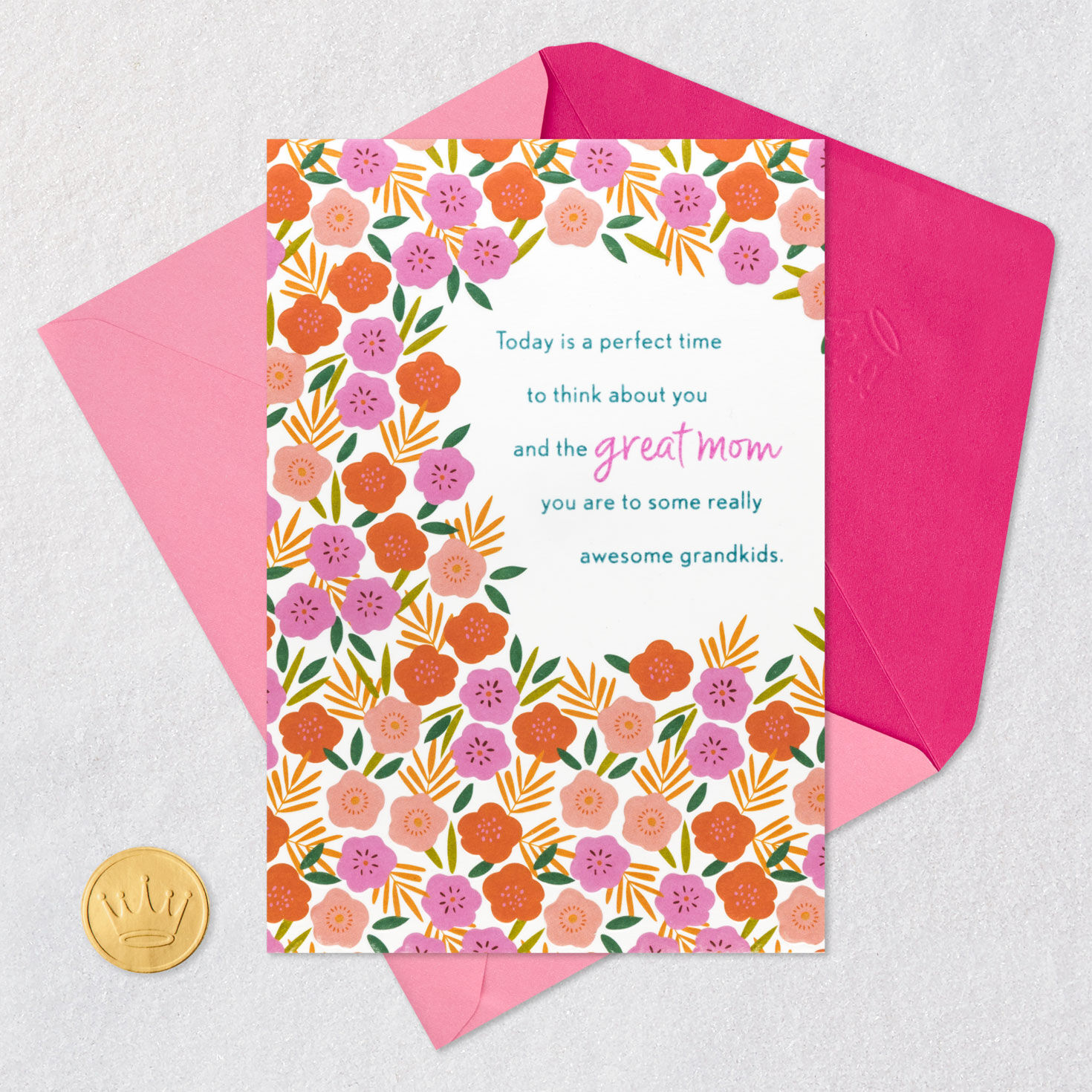 Orange Blooms Mother's Day Card for Ex-Daughter-in-Law Card Front with Envelope and Gold Seal image number 5