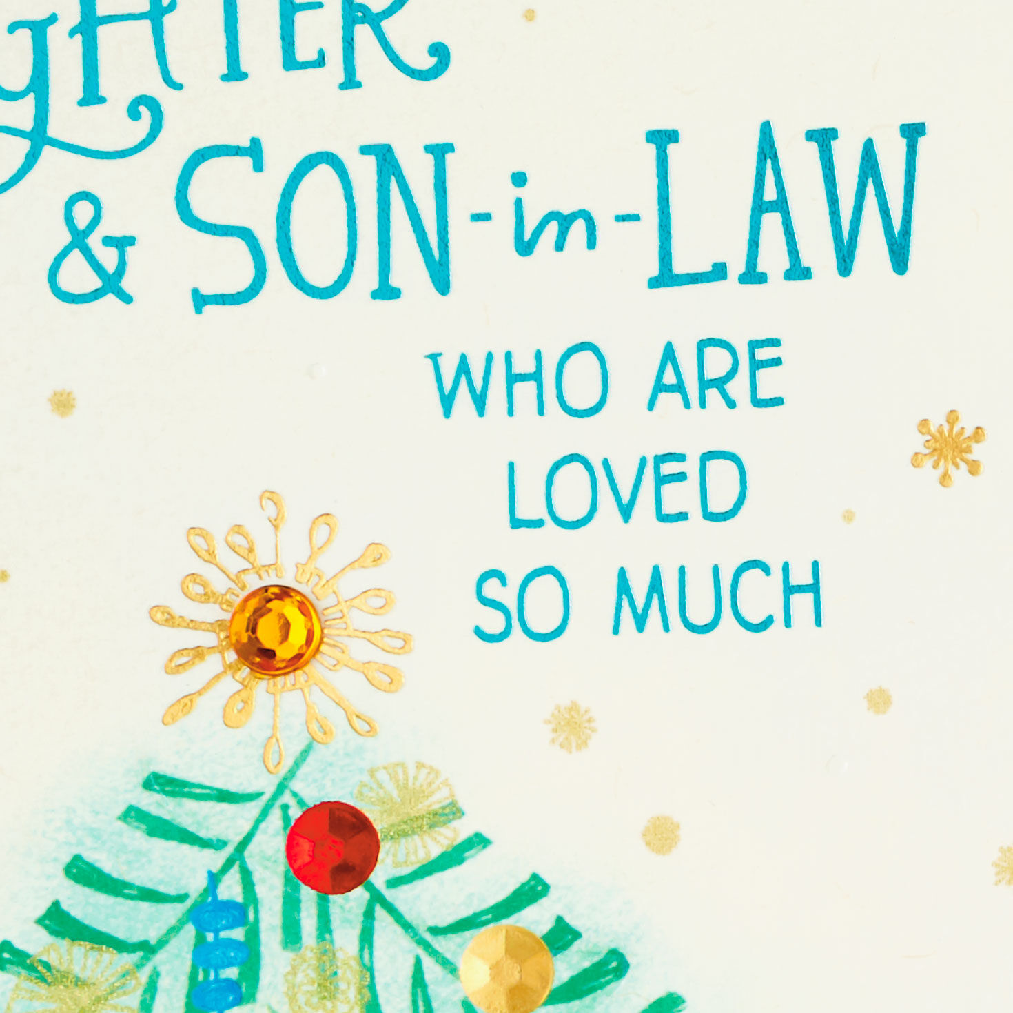 Tree and Ornaments Daughter & Son-in-Law Christmas Card Card Front Detail image number 4