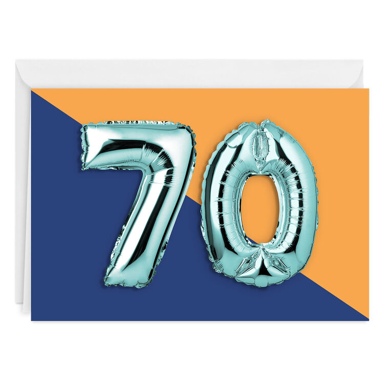 70th Balloons Custom Birthday Card