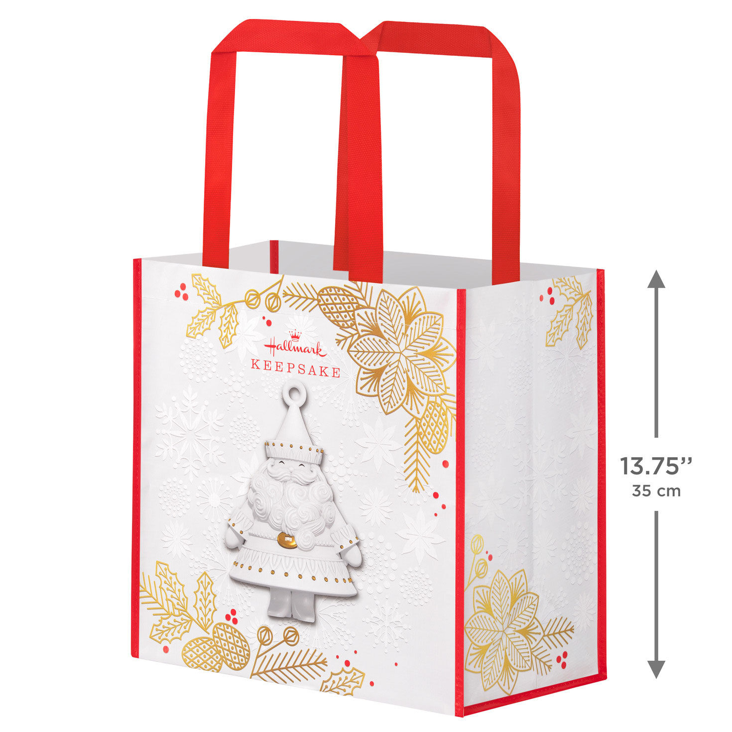 White Santa Ornament on Keepsake Tote Bag measurement image number 2