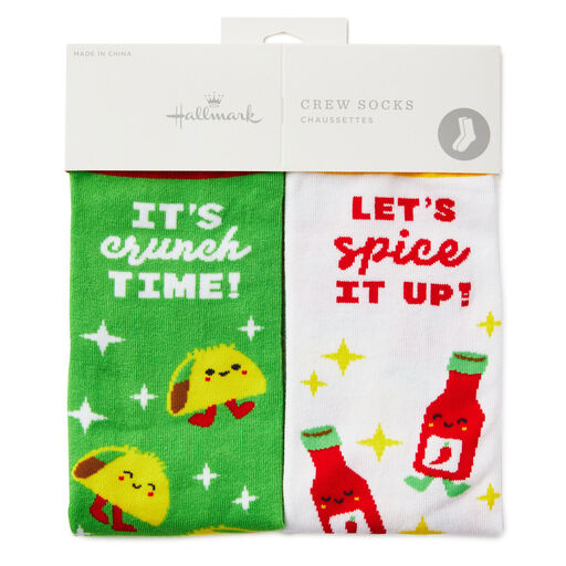 Tacos and Hot Sauce Better Together Funny Crew Socks, 