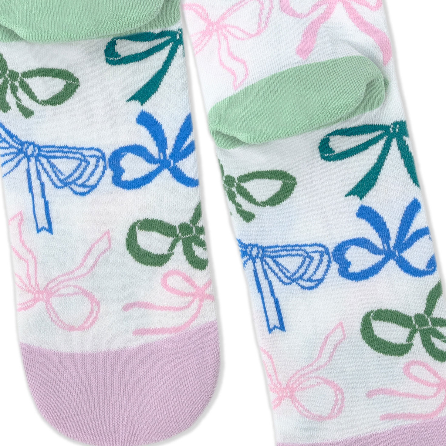 Pastel Bow Illustrations Novelty Crew Socks upclose view image number 4