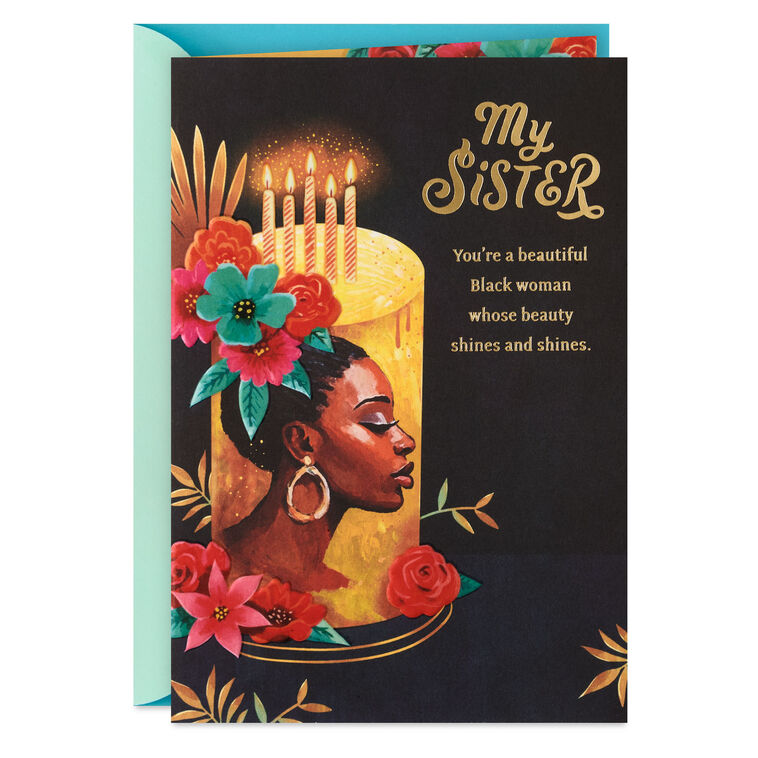 Your Beauty Shines Birthday Card for Sister
