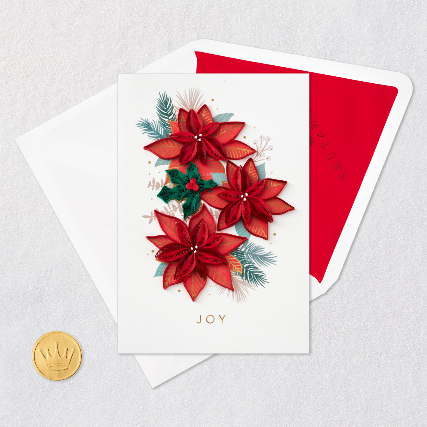 Poinsettias and Holly Quilled Paper Handmade Christmas Card for only USD 13.59 | Hallmark