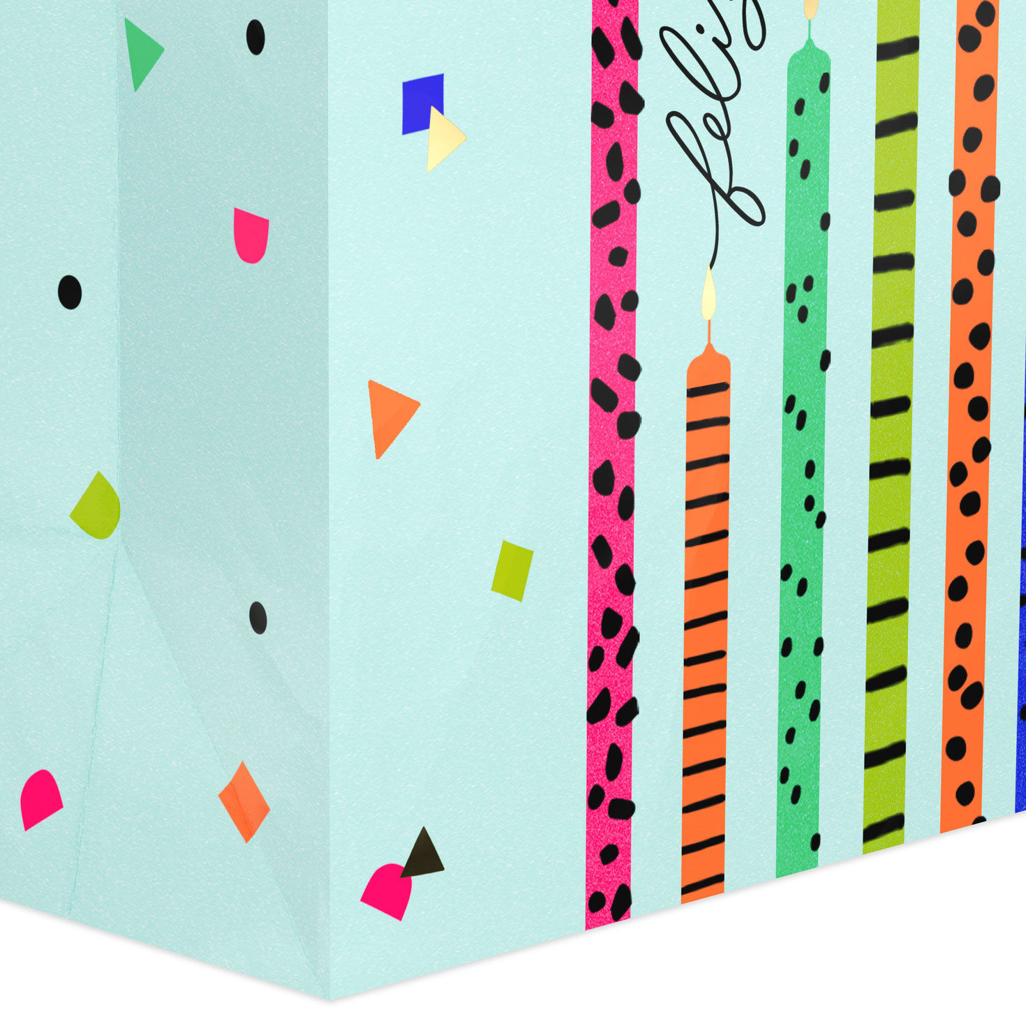 Spanish Language​ Birthday Candles Large Gift Bag Base/Side Detail image number 5
