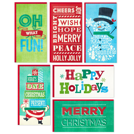 Vintage Letterpress Money Holder Boxed Christmas Cards Assortment, Pack of 36, 