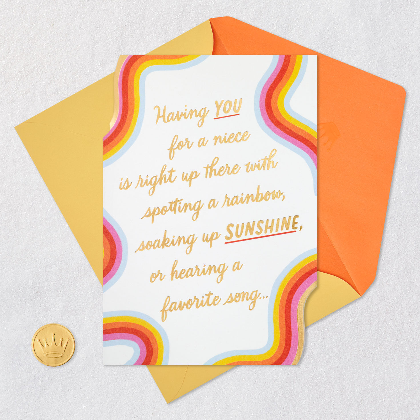 Modern Wavy Lines Birthday Card for Niece Card Front with Envelope and Gold Seal image number 5