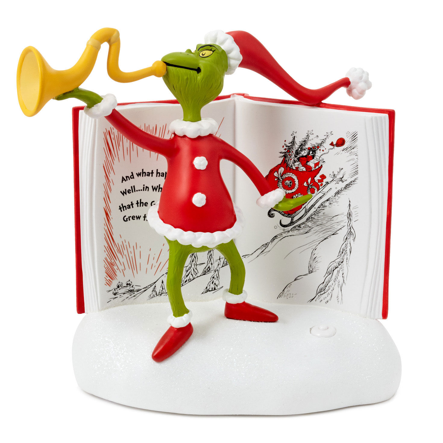 Dr. Seuss's How the Grinch Stole Christmas!™ Grinch With Storybook Figurine With Sound, 6.25&quot;