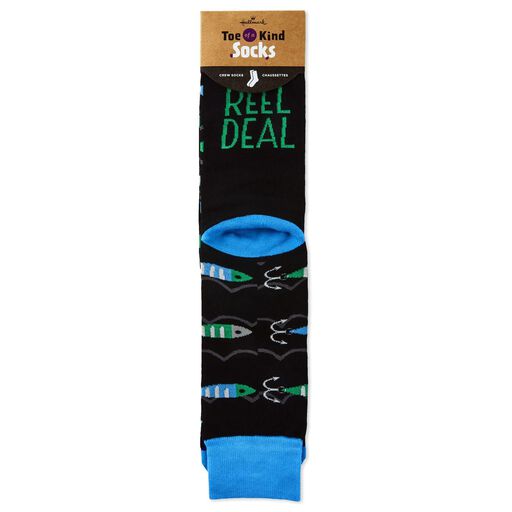 Reel Deal Fishing Lures Toe of Kind Novelty Socks, 