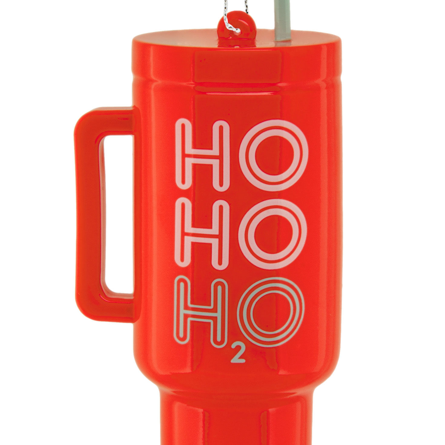 Red Ho Ho H2O Cup Christmas Ornament upclose view image number 5