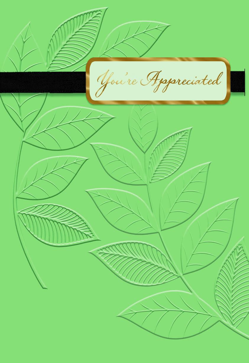 Embossed Leaves Blank Thank You Card