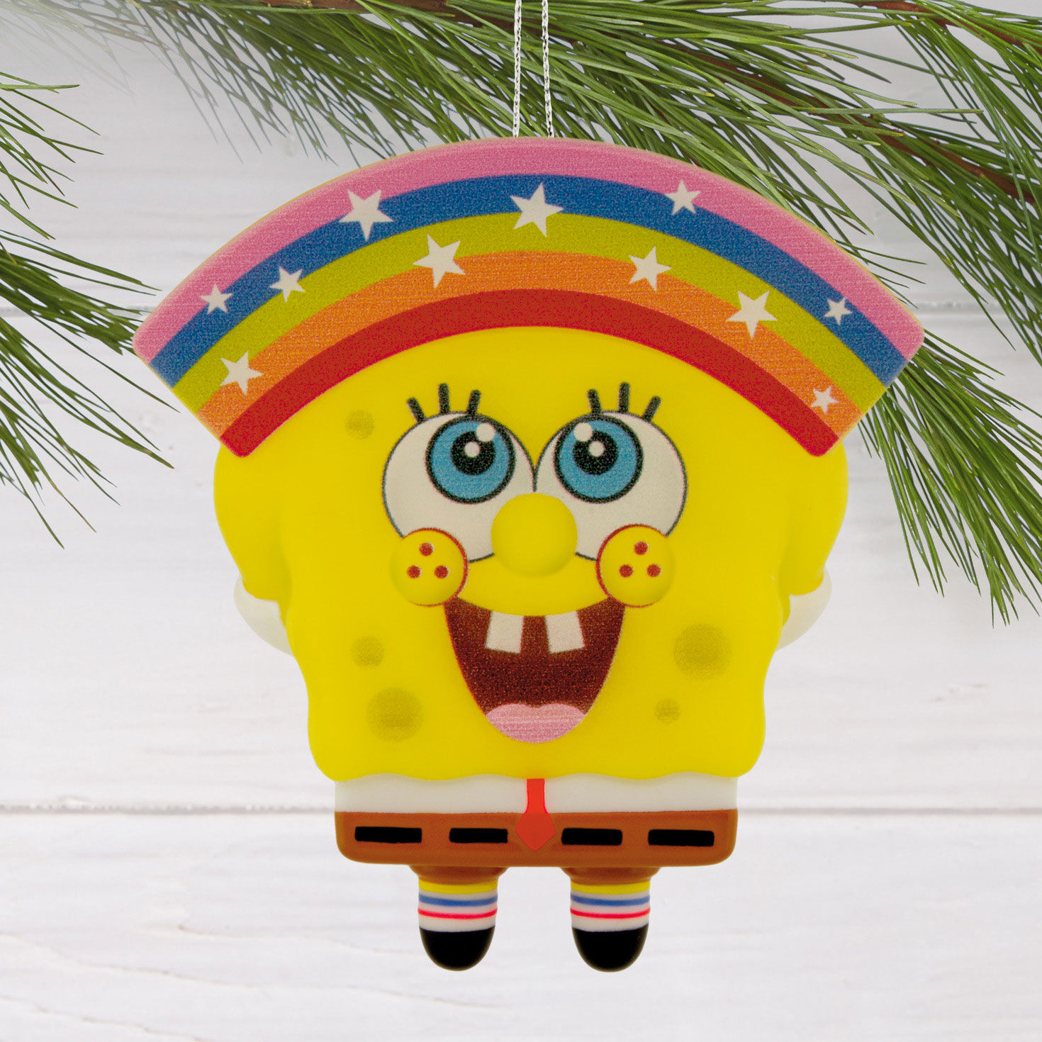 SpongeBob With Rainbow Christmas Ornament hanging on tree image number 2