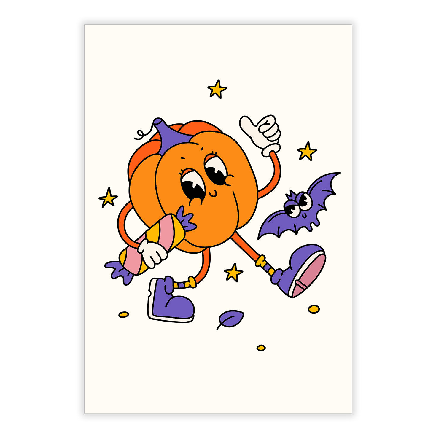 Retro Groovy Pumpkin Halloween eCard, , large image number 2