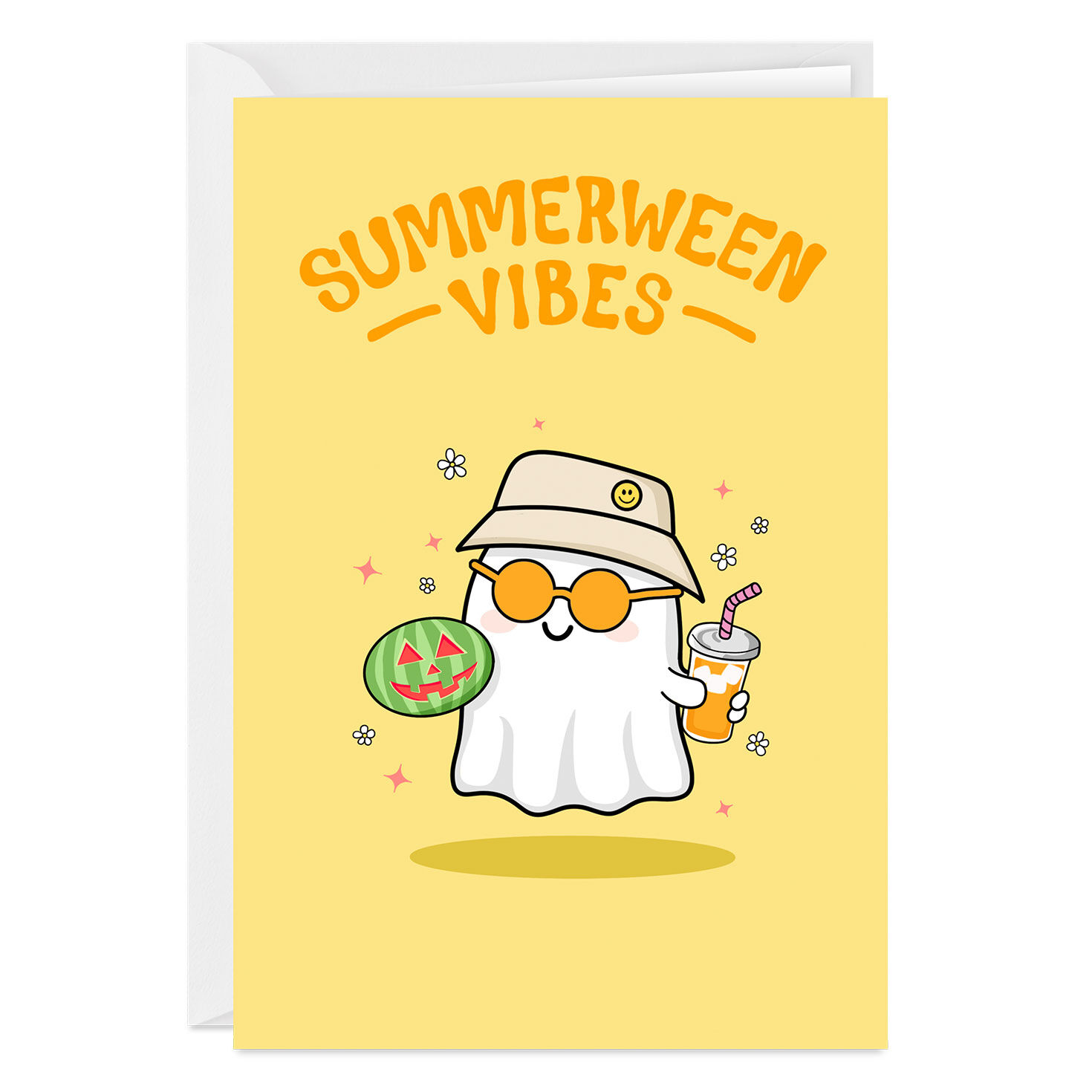 Cute Ghost Vibes Custom Summerween Card