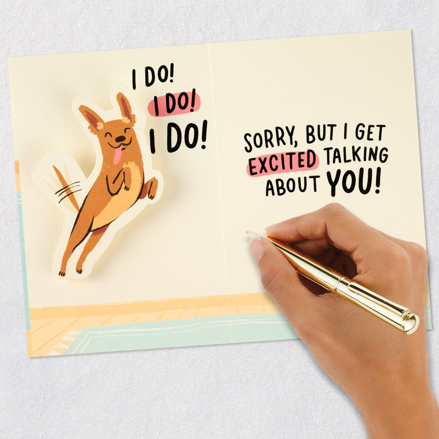 Playful Pop-Up Pup Funny Mother's Day Card From the Dog signing card image number 7