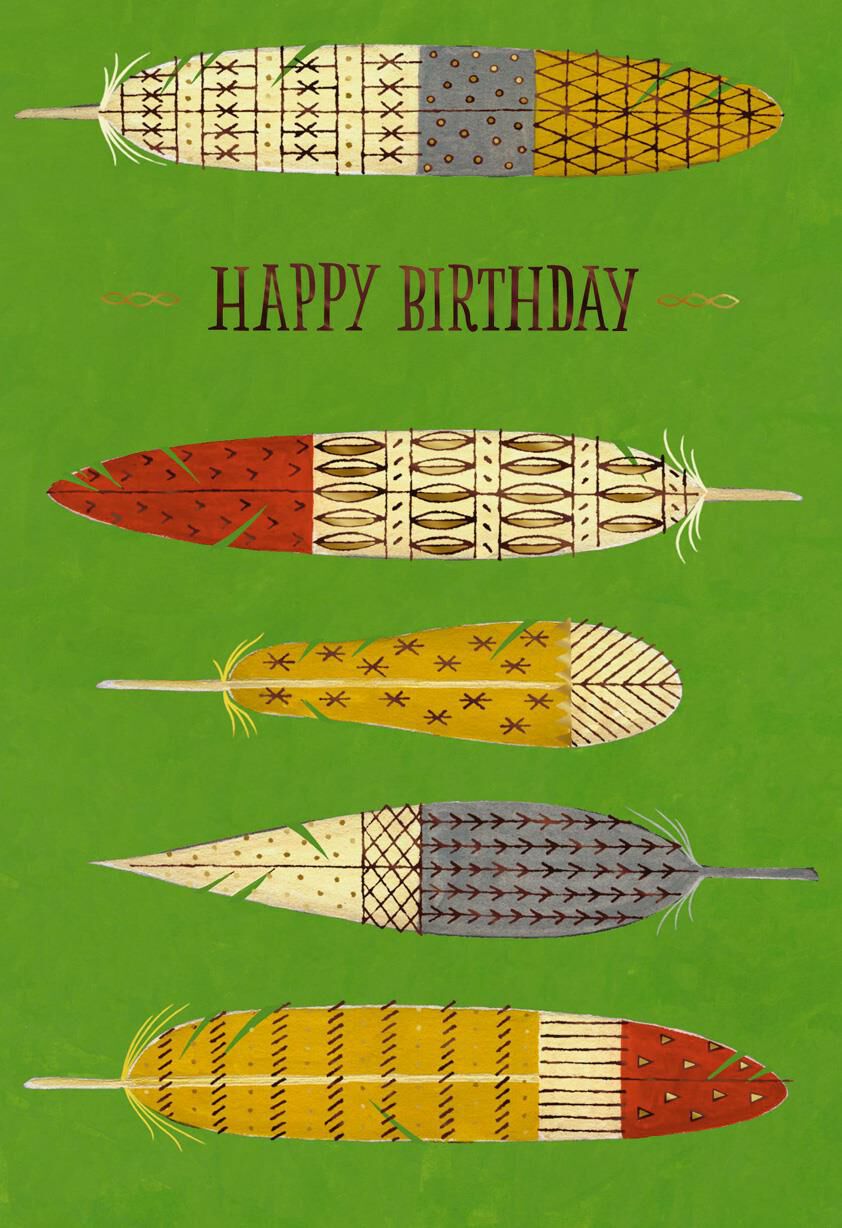 Colorful Feathers Birthday Card for Godfather