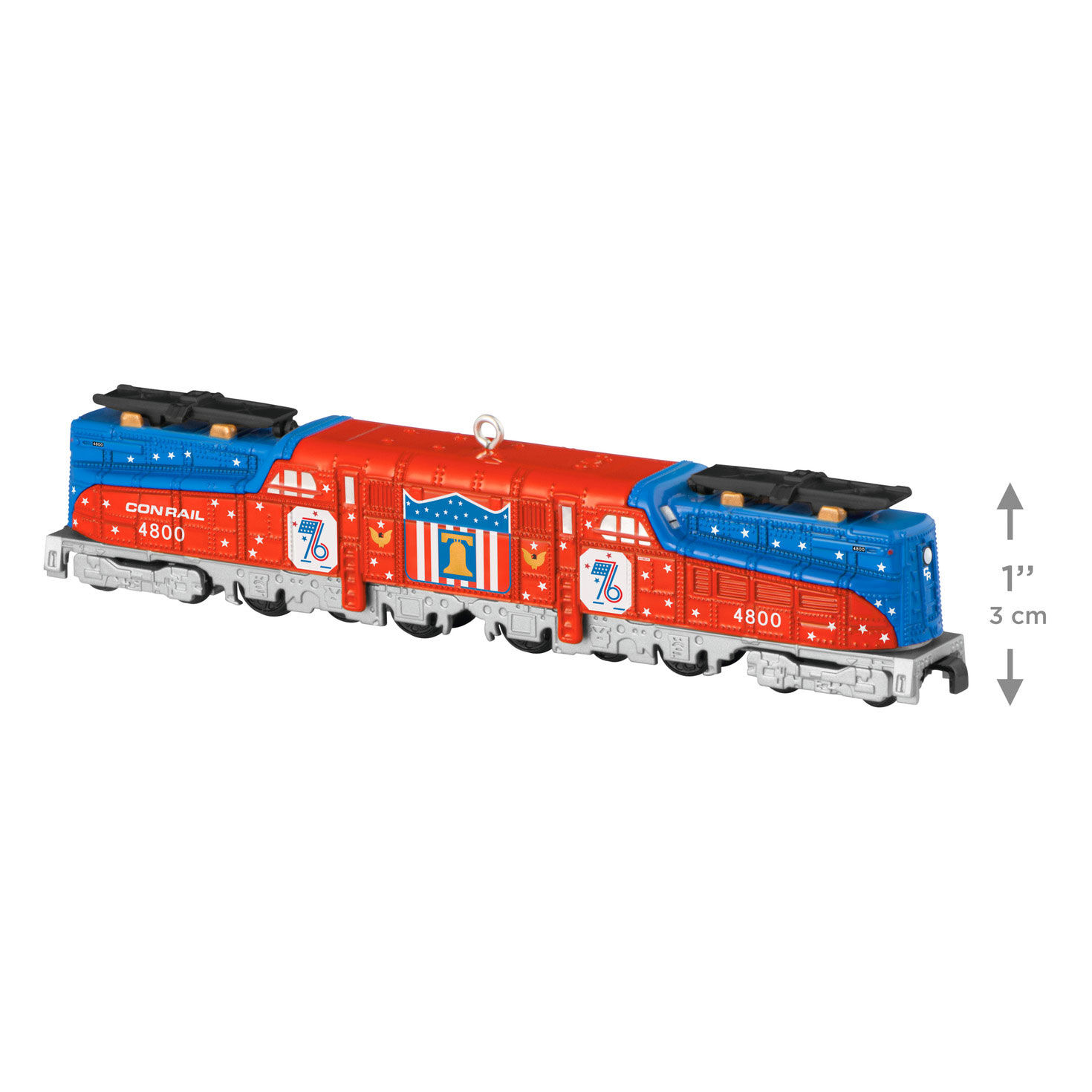 Lionel Red and Blue Train Engine Ornament measurement image number 3