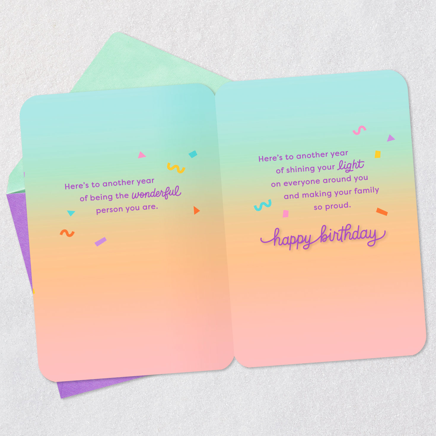 Candles and Confetti Daughter Birthday Card Open card with envelope image number 4
