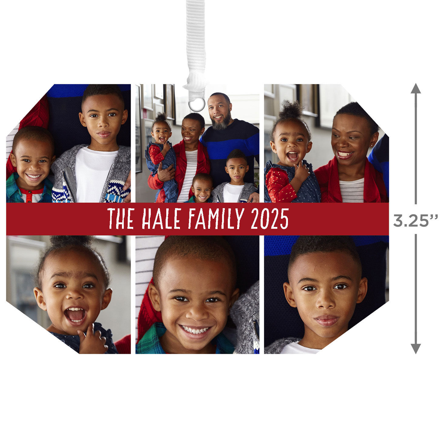 Six-Photo Personalized Christmas Ornament measurement image number 3